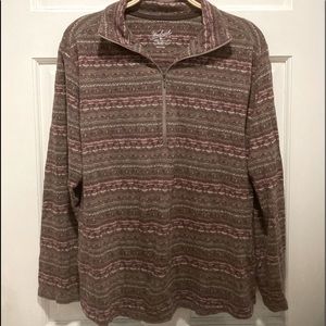 Woolrich cotton long sleeve top with quarter zip collar